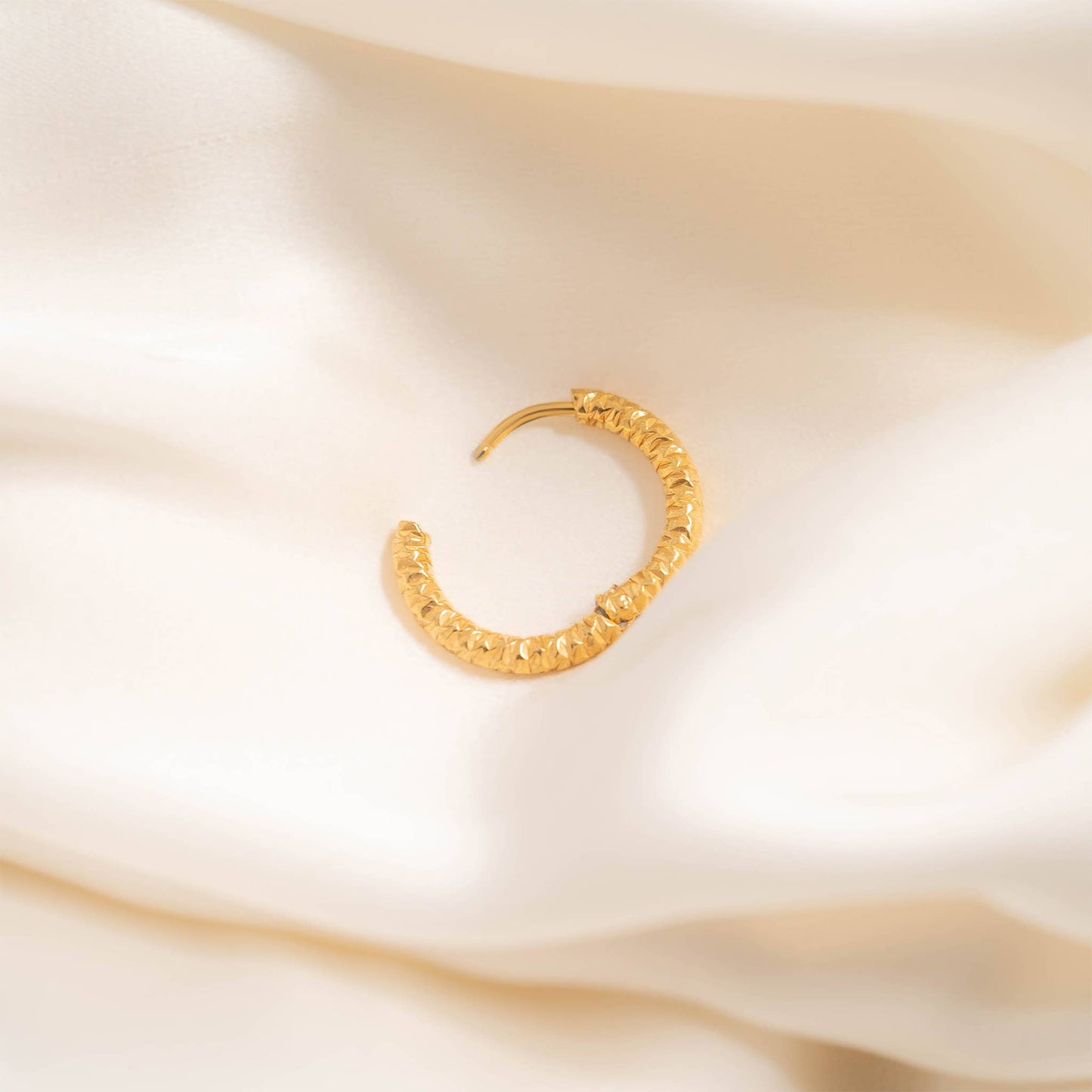 18K Gold PVD Stainless Steel Textured Hoop Earrings