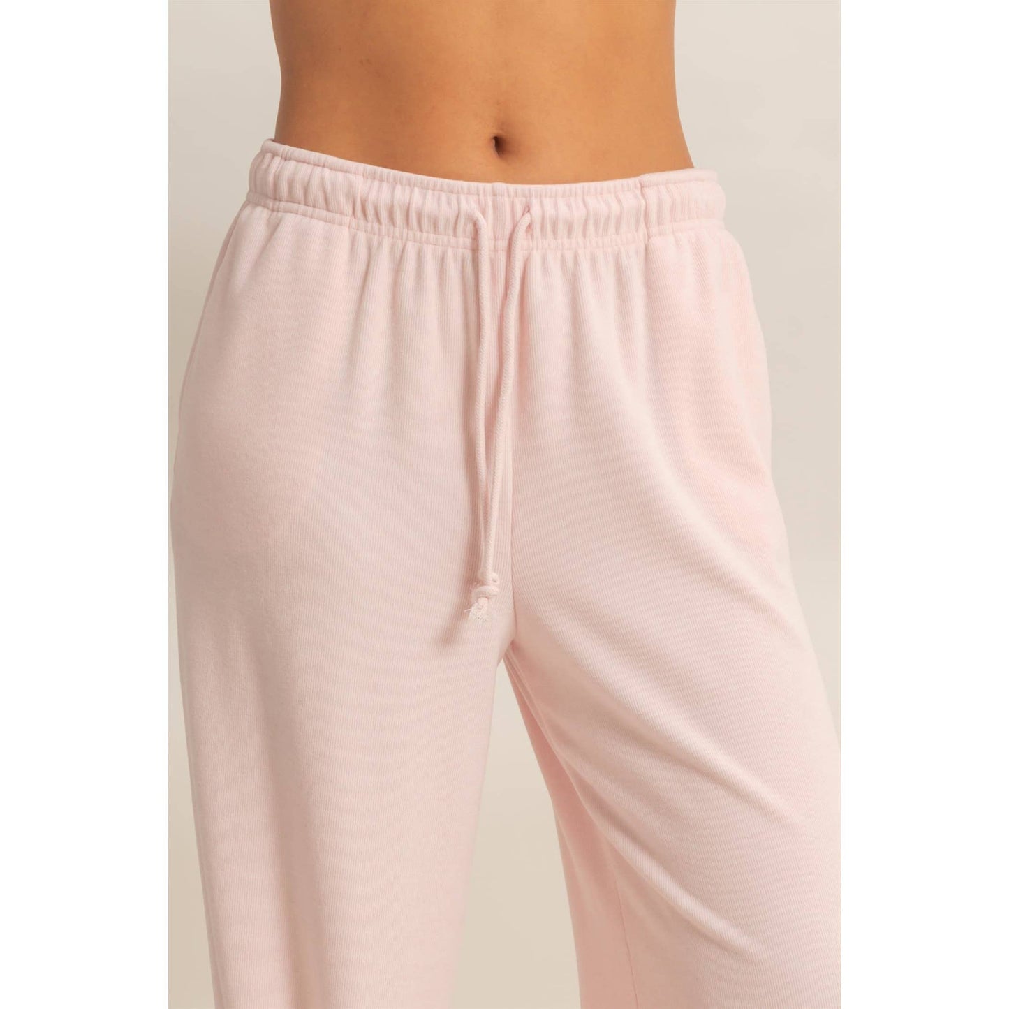 Soft Pink Ribbed Sweatpants