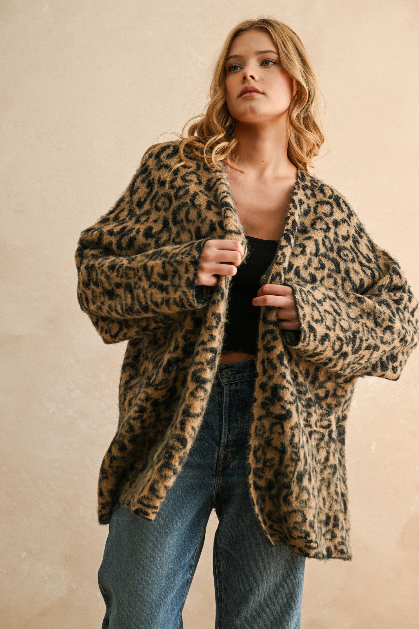 LEOPARD OVERSIZED Open CARDIGAN