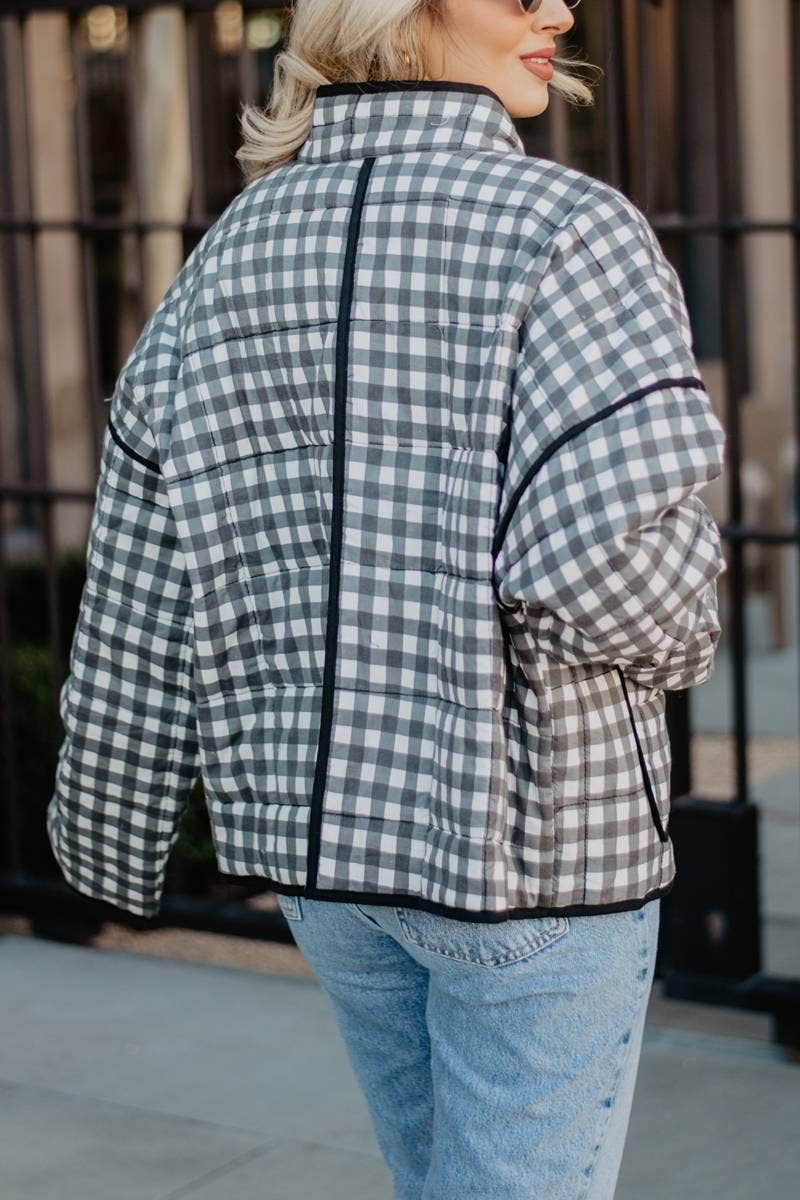 Checkered Quilted Jacket