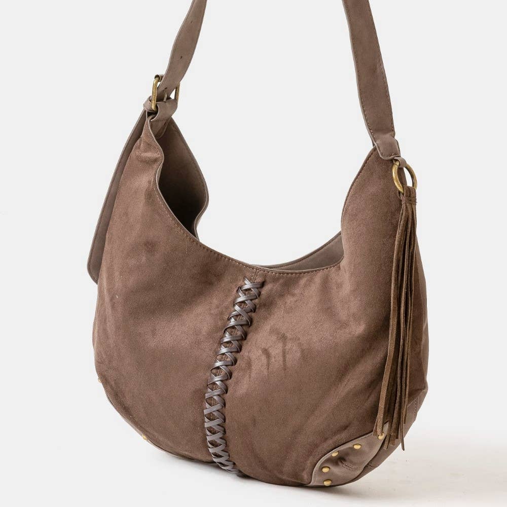 Braided Detail Hobo Shoulder Bag