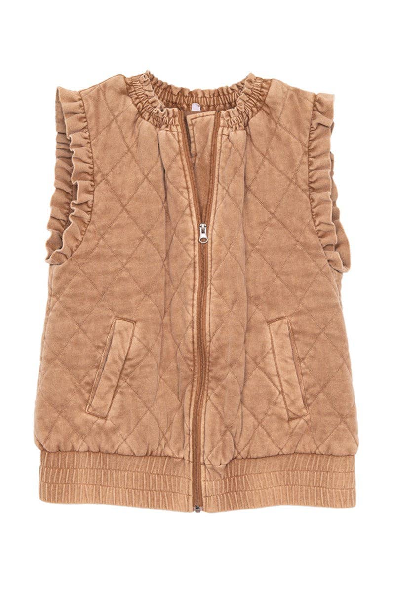 Quilted Ruffle Sleeve Vest