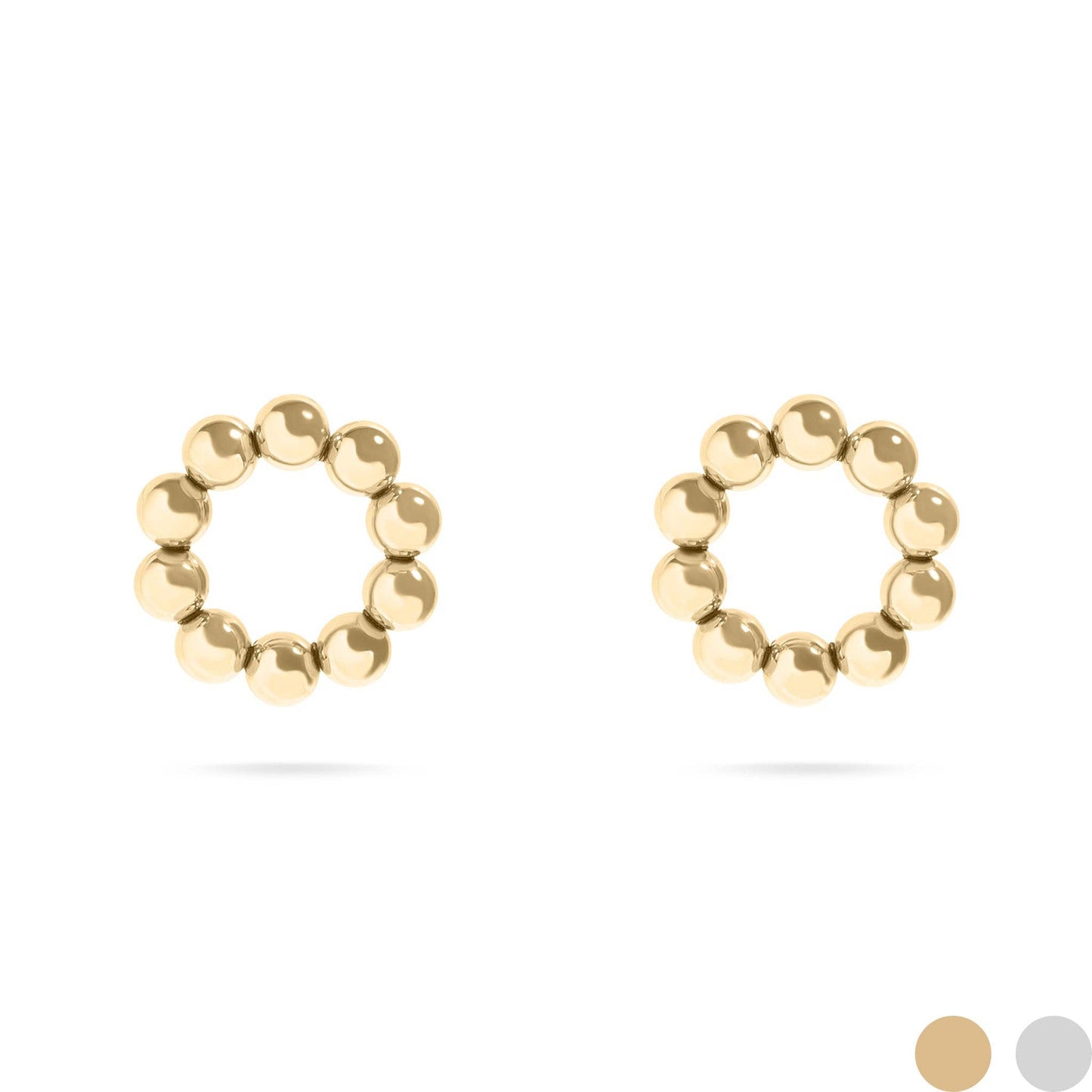 18K Gold PVD Stainless Steel Circle Ball Stud Earrings