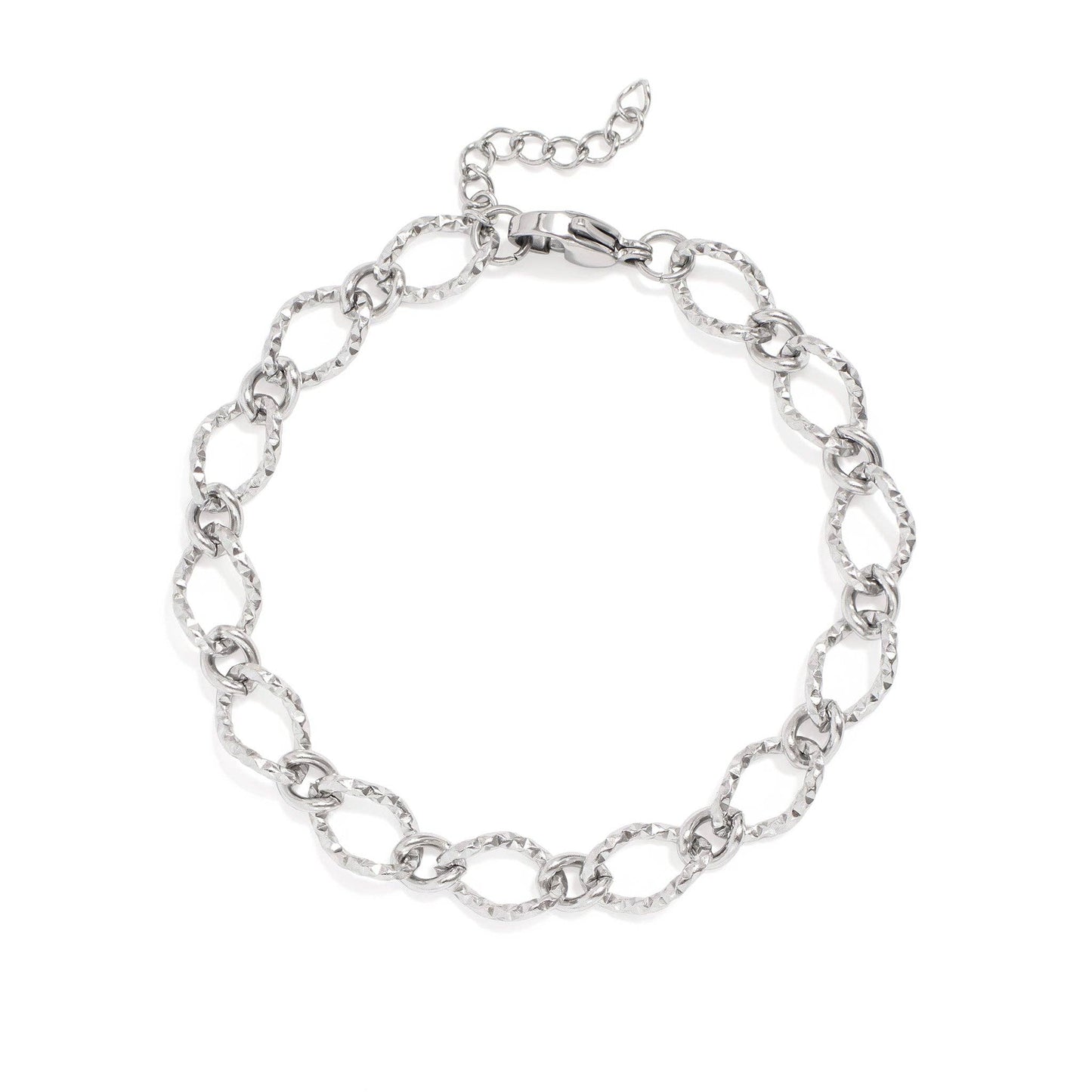 18K Gold PVD Stainless Steel Hammered Oval Chain Bracelet