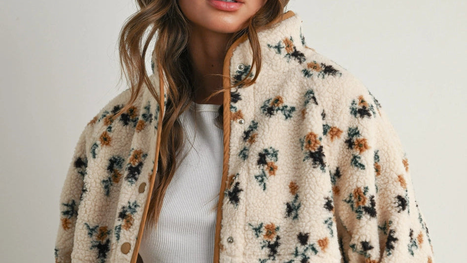 Floral Print Fleece Jacket