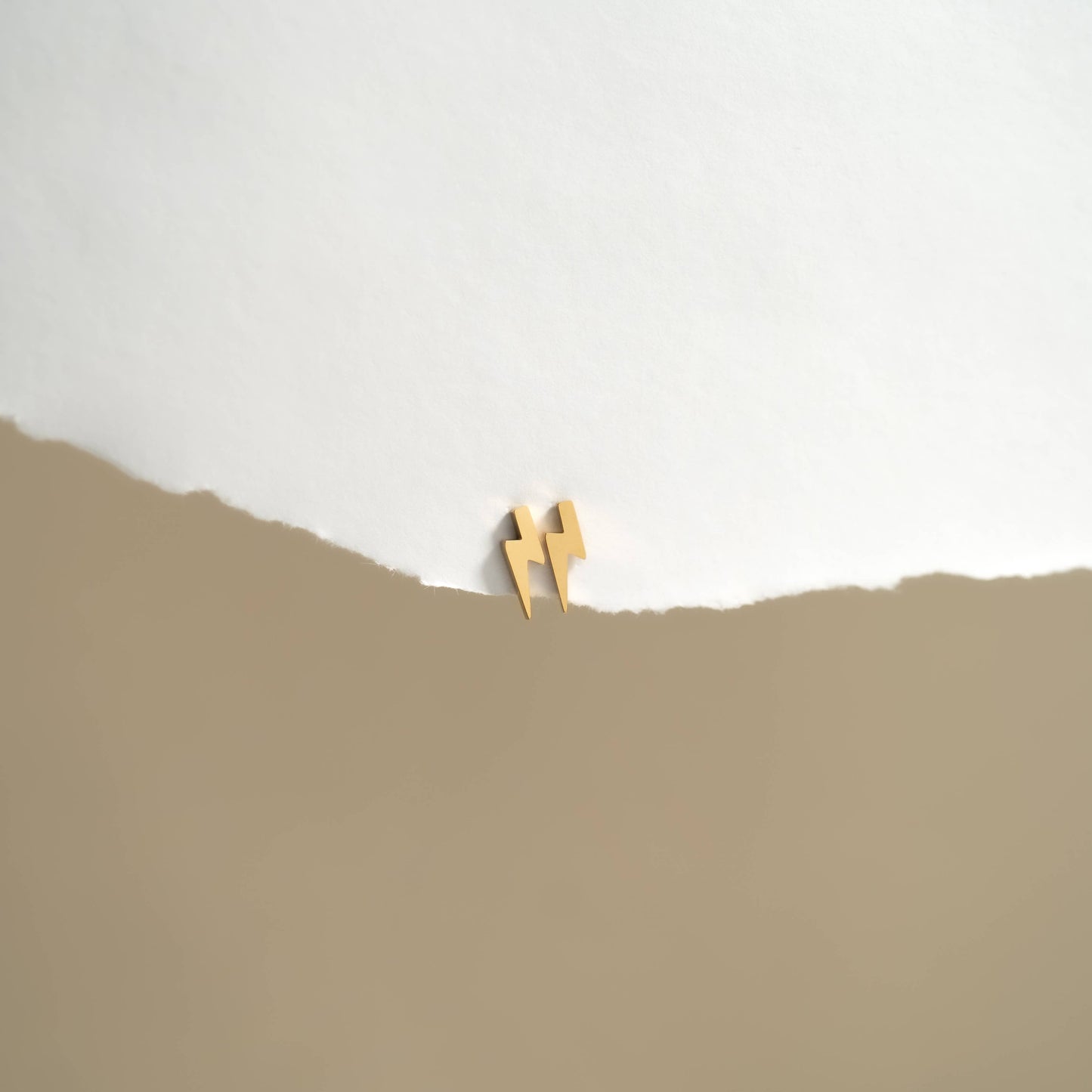 18K Gold PVD Stainless Steel Lightning Bolt Stud Earrings