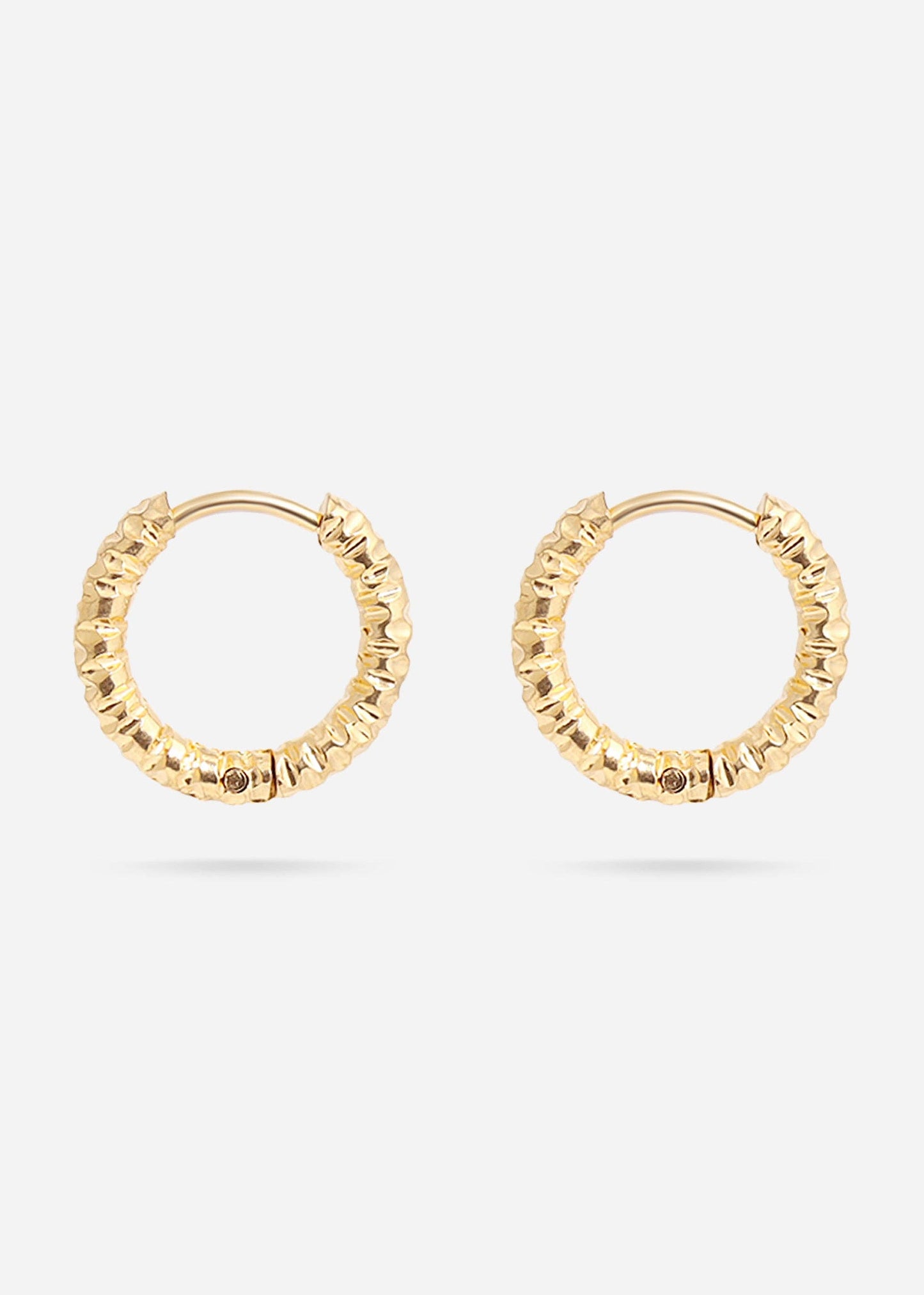 18K Gold PVD Stainless Steel Textured Hoop Earrings