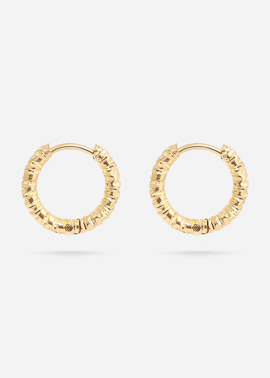 18K Gold PVD Stainless Steel Textured Hoop Earrings