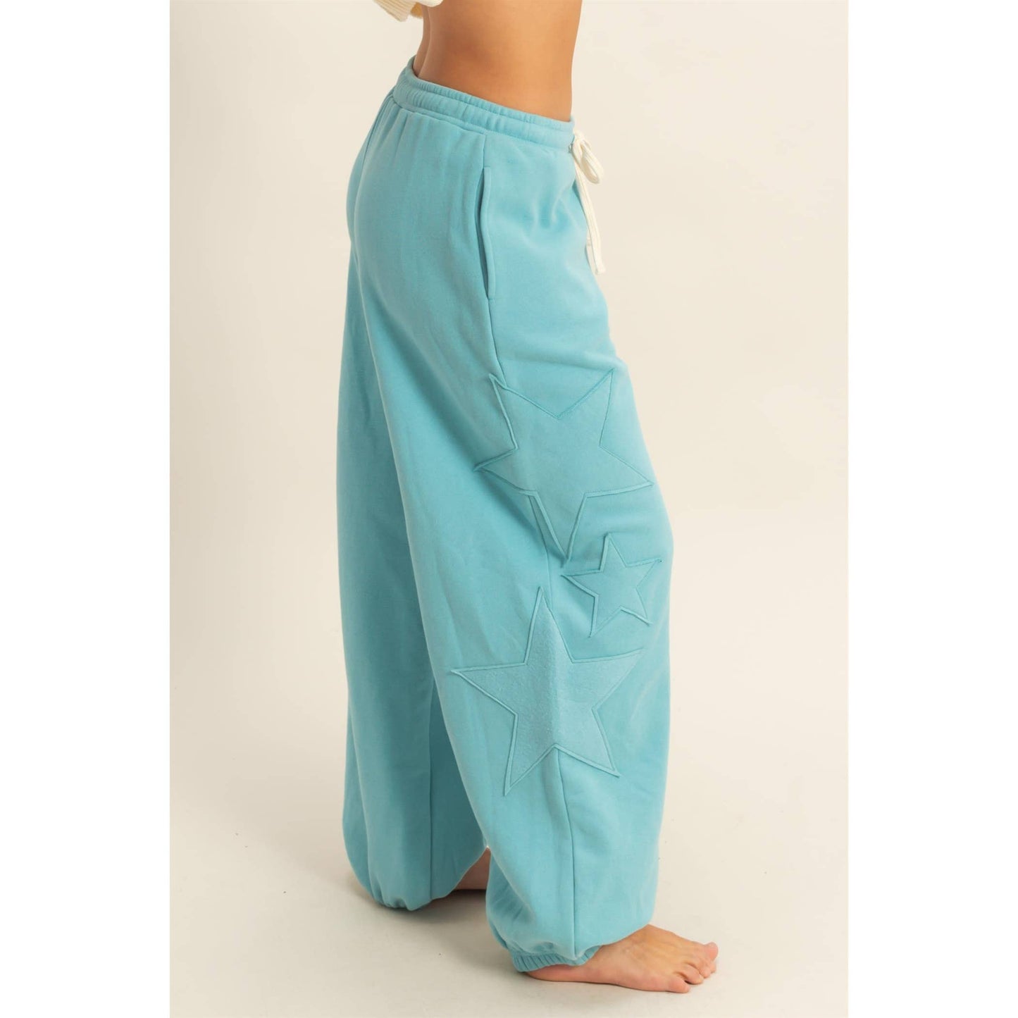 Star Patch Casual Drawstring Jogger Pants