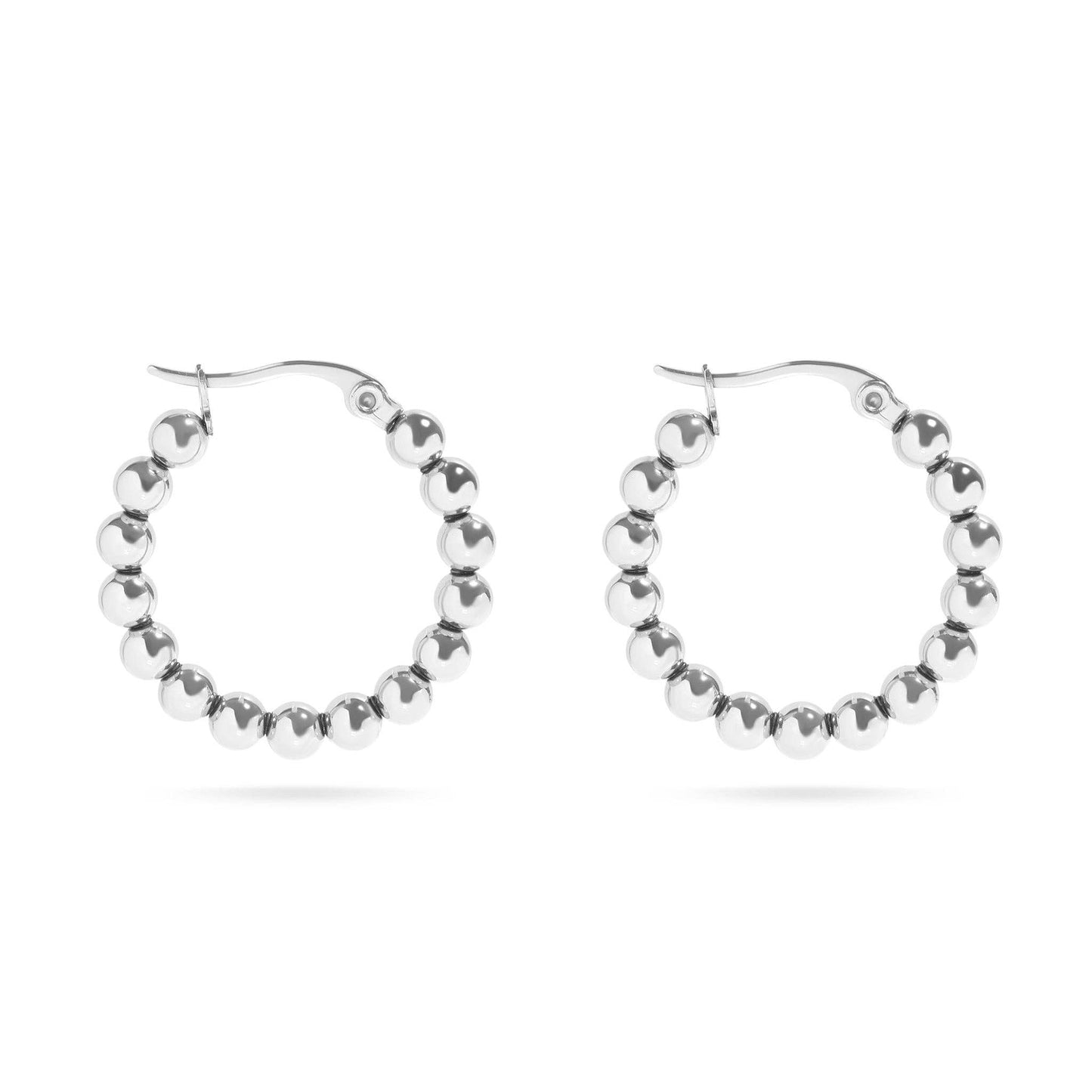 Stainless Steel Circle Ball Hoop Earrings