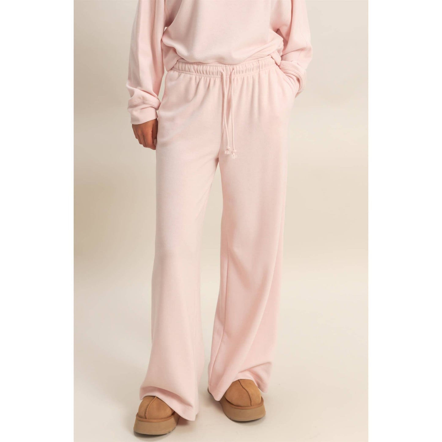 Soft Pink Ribbed Sweatpants