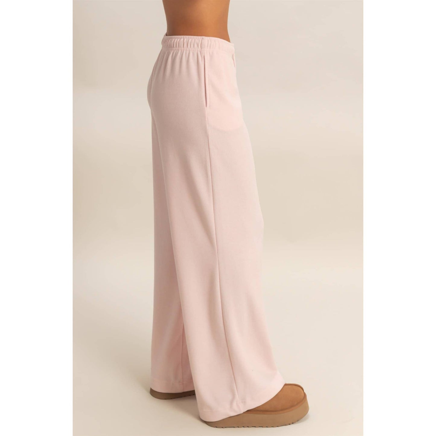 Soft Pink Ribbed Sweatpants