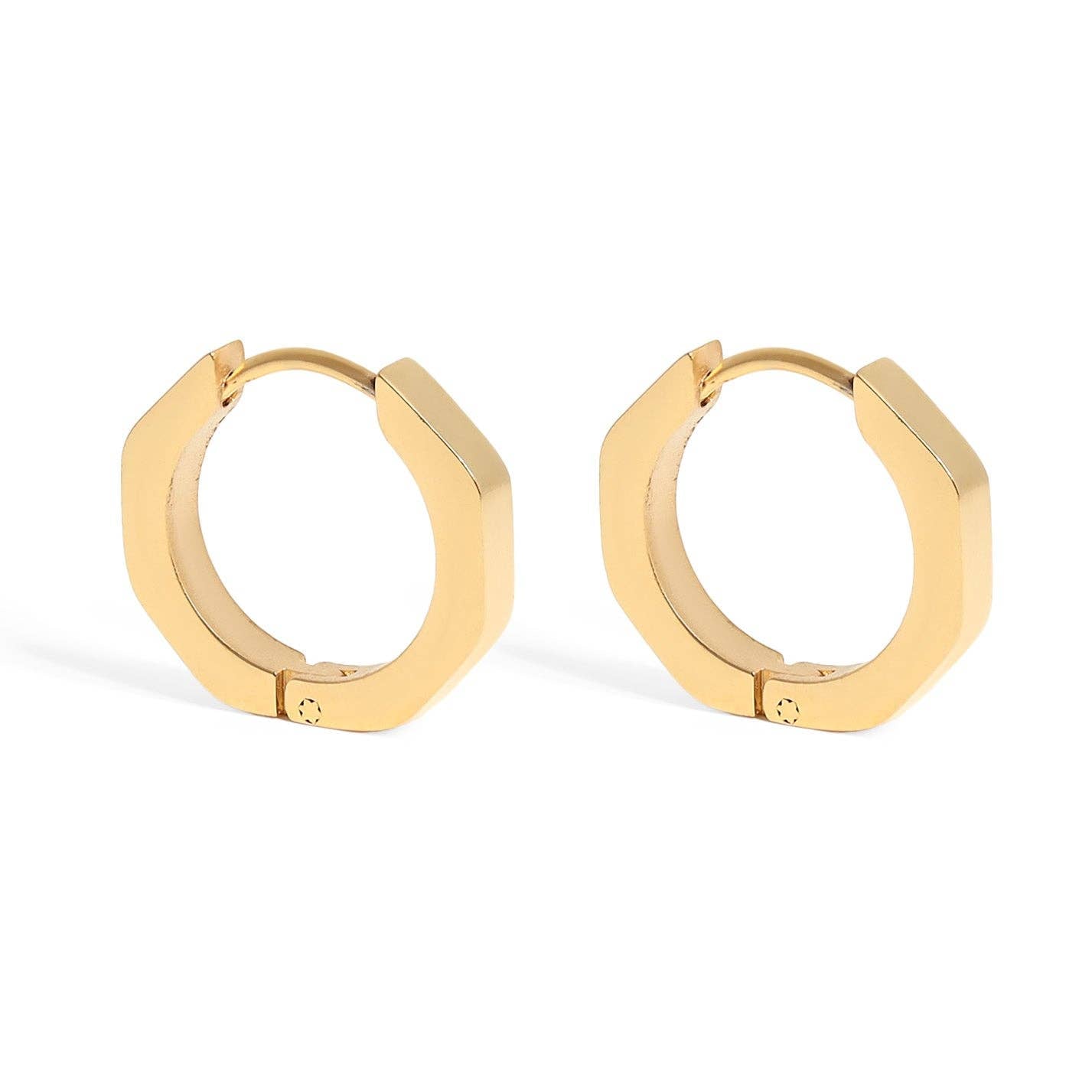 18K Gold PVD Stainless Steel Geometric Huggie Earrings