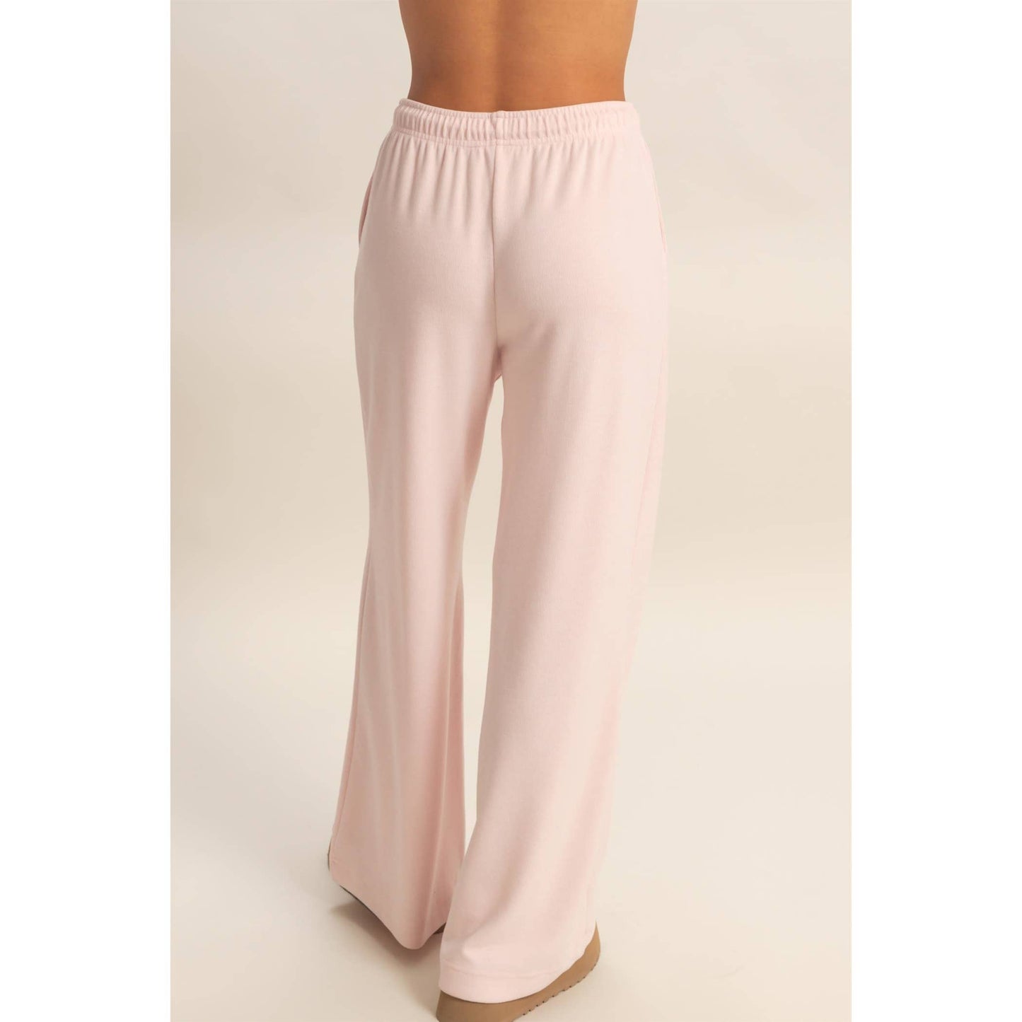 Soft Pink Ribbed Sweatpants