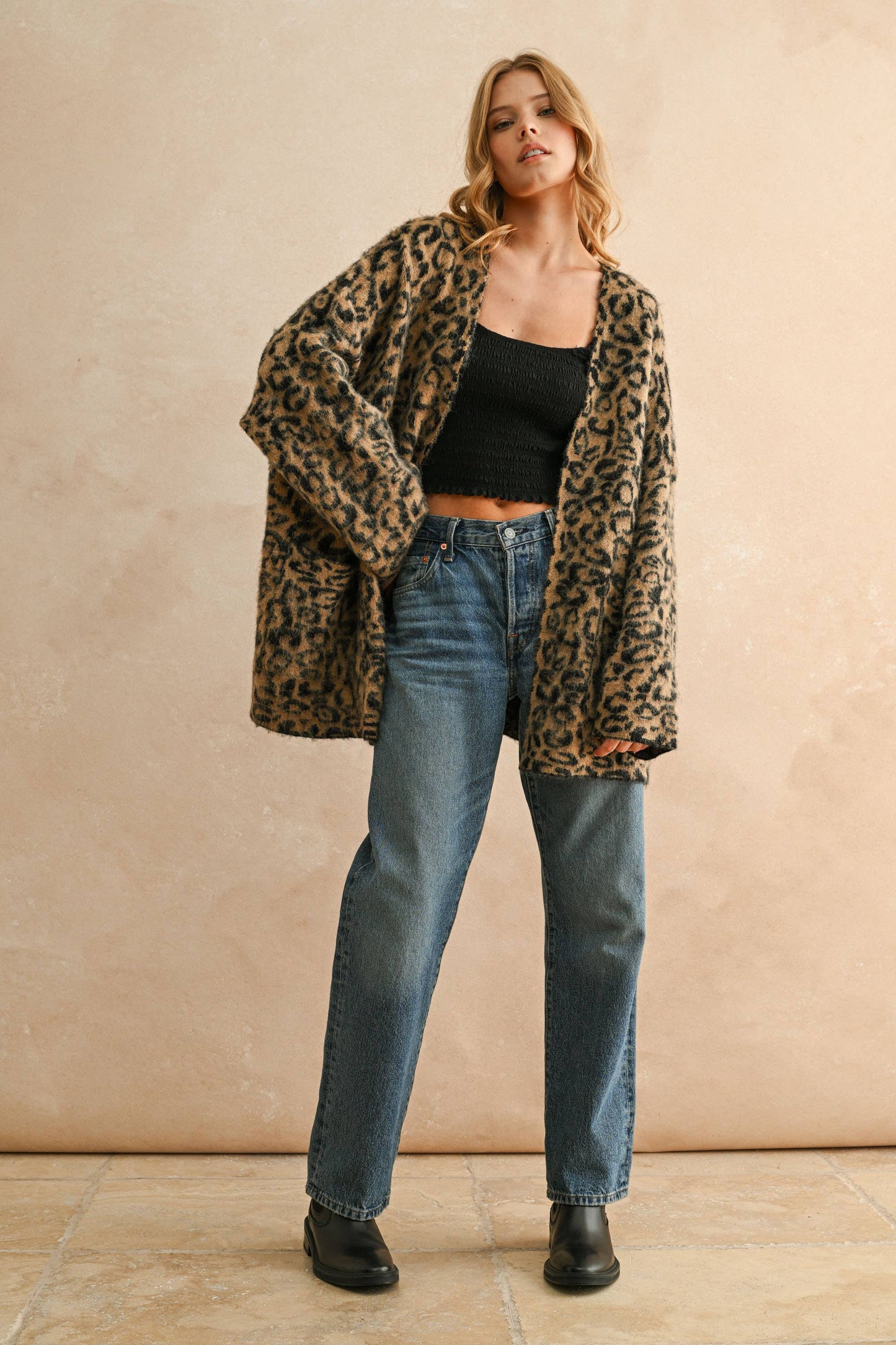 LEOPARD OVERSIZED Open CARDIGAN