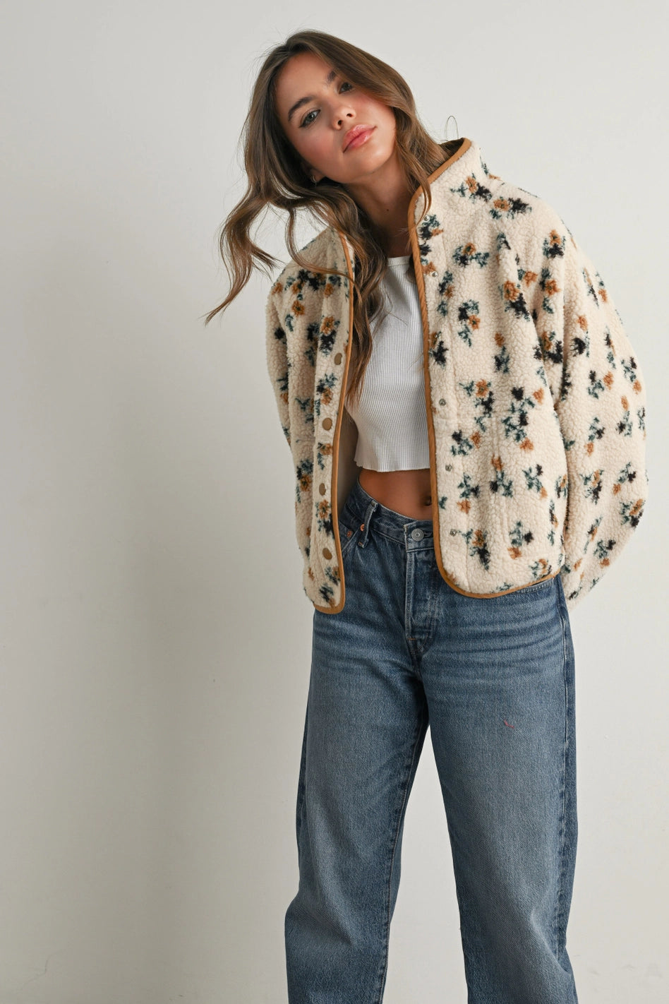 Floral Print Fleece Jacket