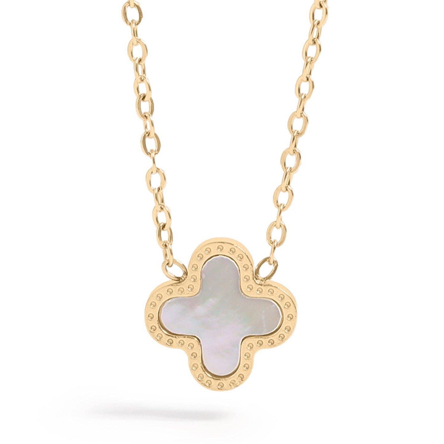 Gold PVD 18K Stainless Steel Clover Charm Necklace