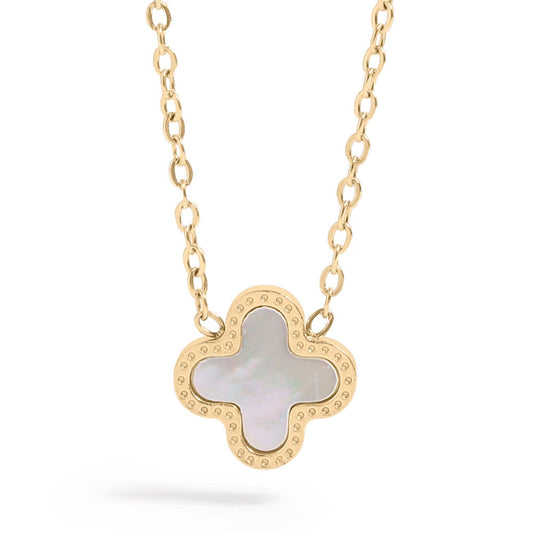 Gold PVD 18K Stainless Steel Clover Charm Necklace
