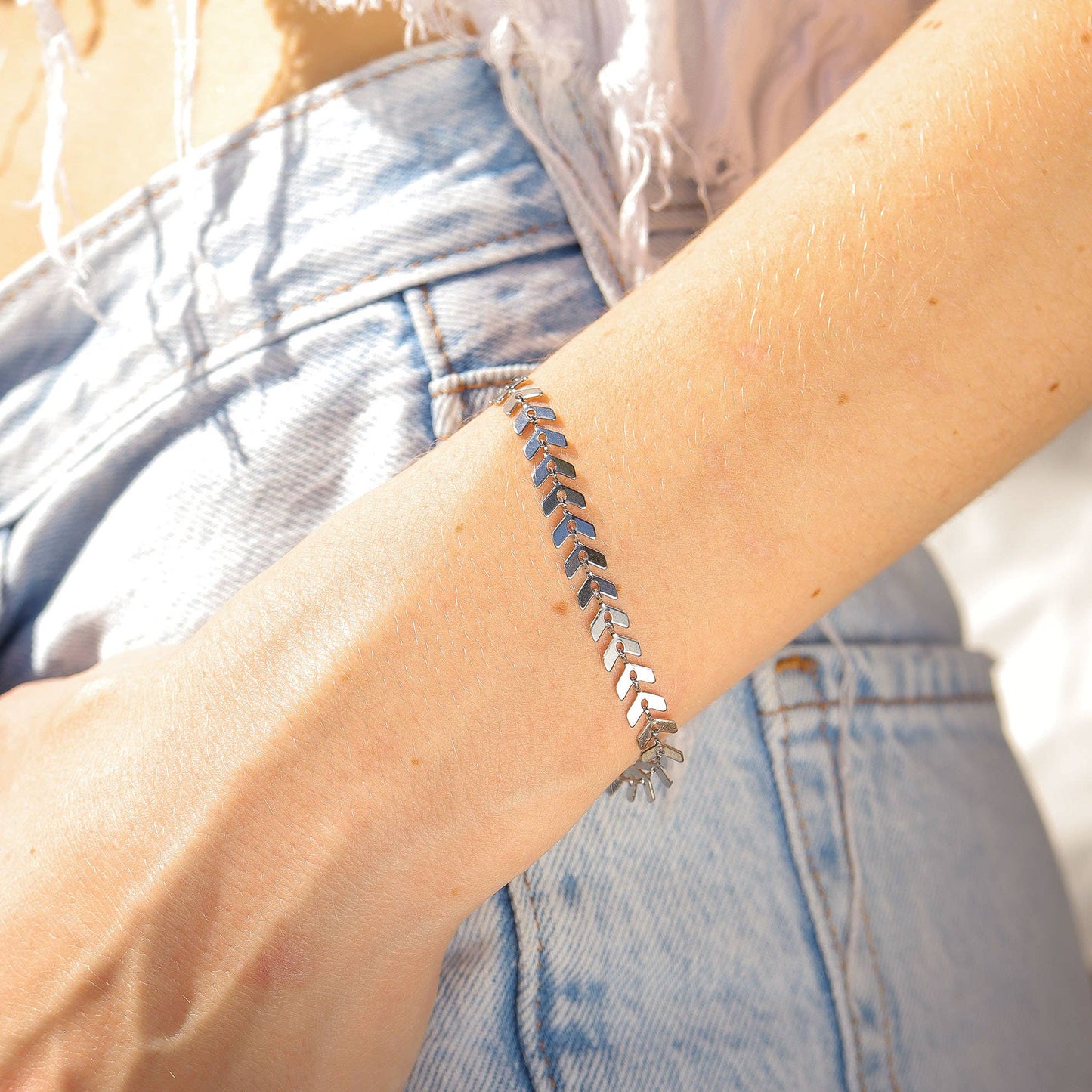 Stainless Steel Chevron Chain Bracelet