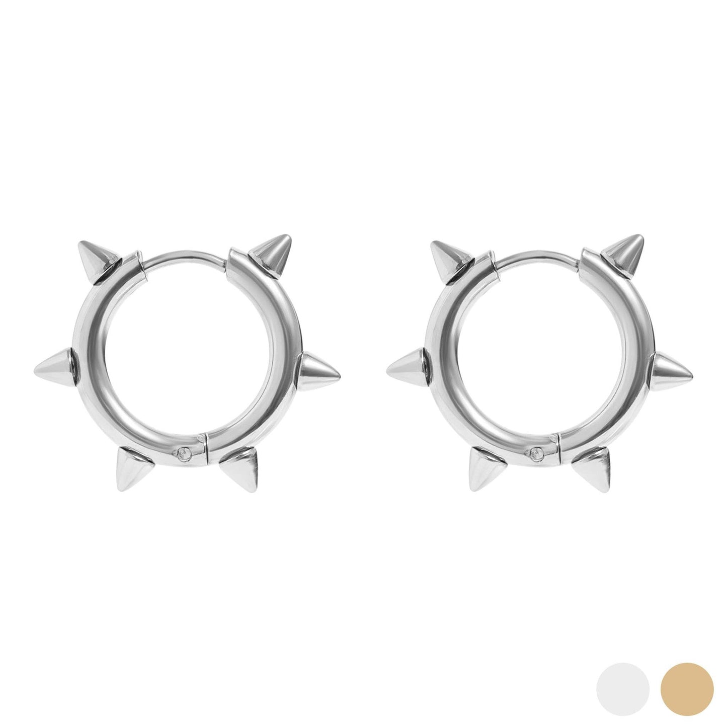 18K Gold PVD Stainless Steel Spike Hoop Earrings