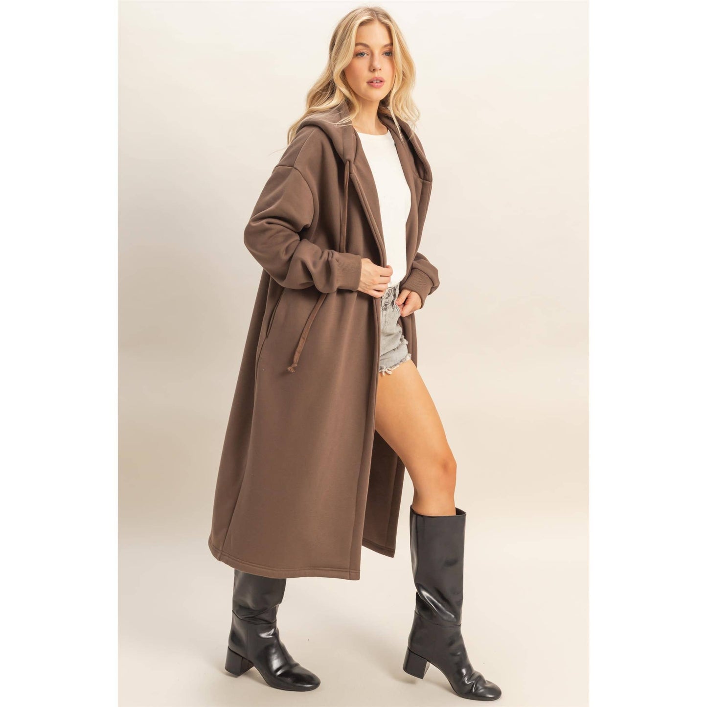 Fleece French Terry Hood Coat