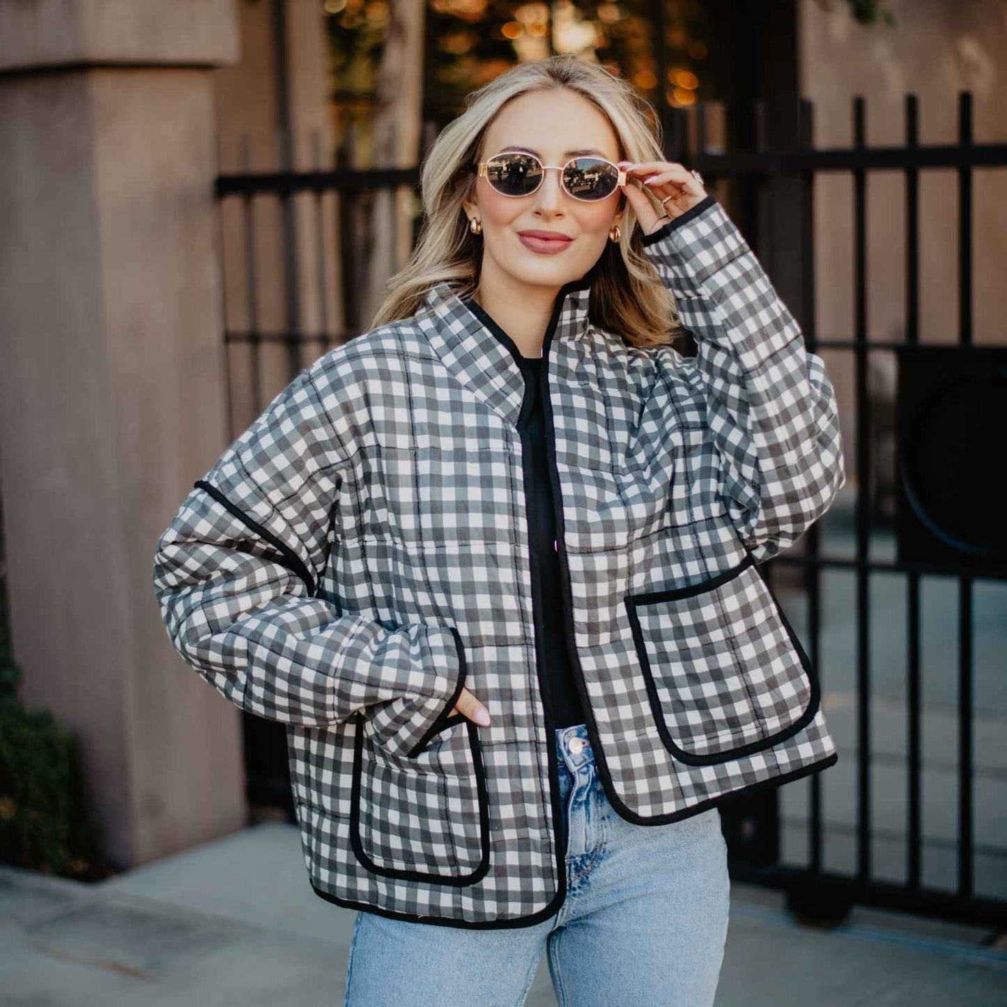 Checkered Quilted Jacket