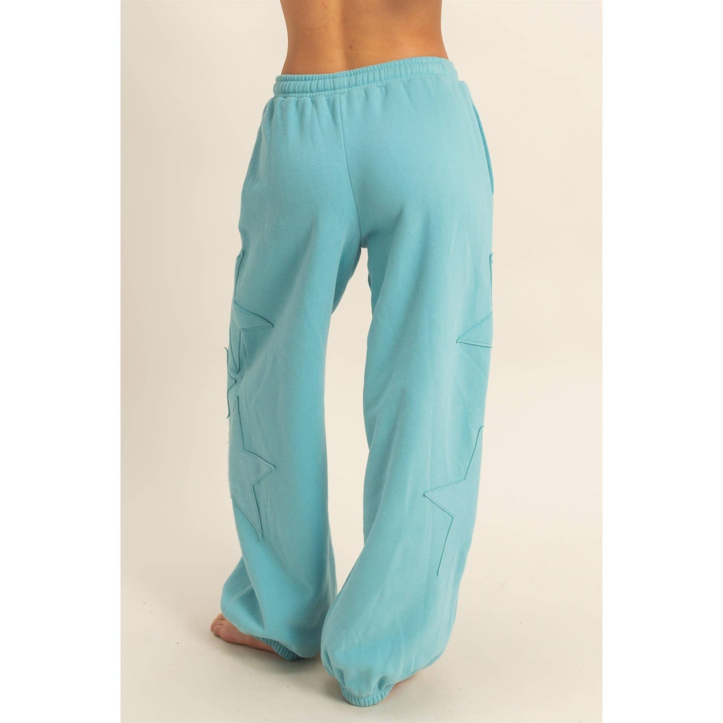 Star Patch Casual Drawstring Jogger Pants